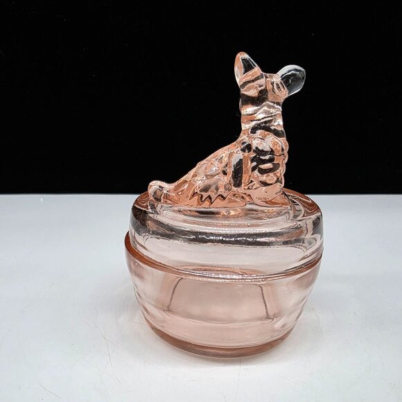 Jeanette Scottie Dog Glass Trinket Dish Covered Powder Jar Scottish Terrier - Picture 4 of 8